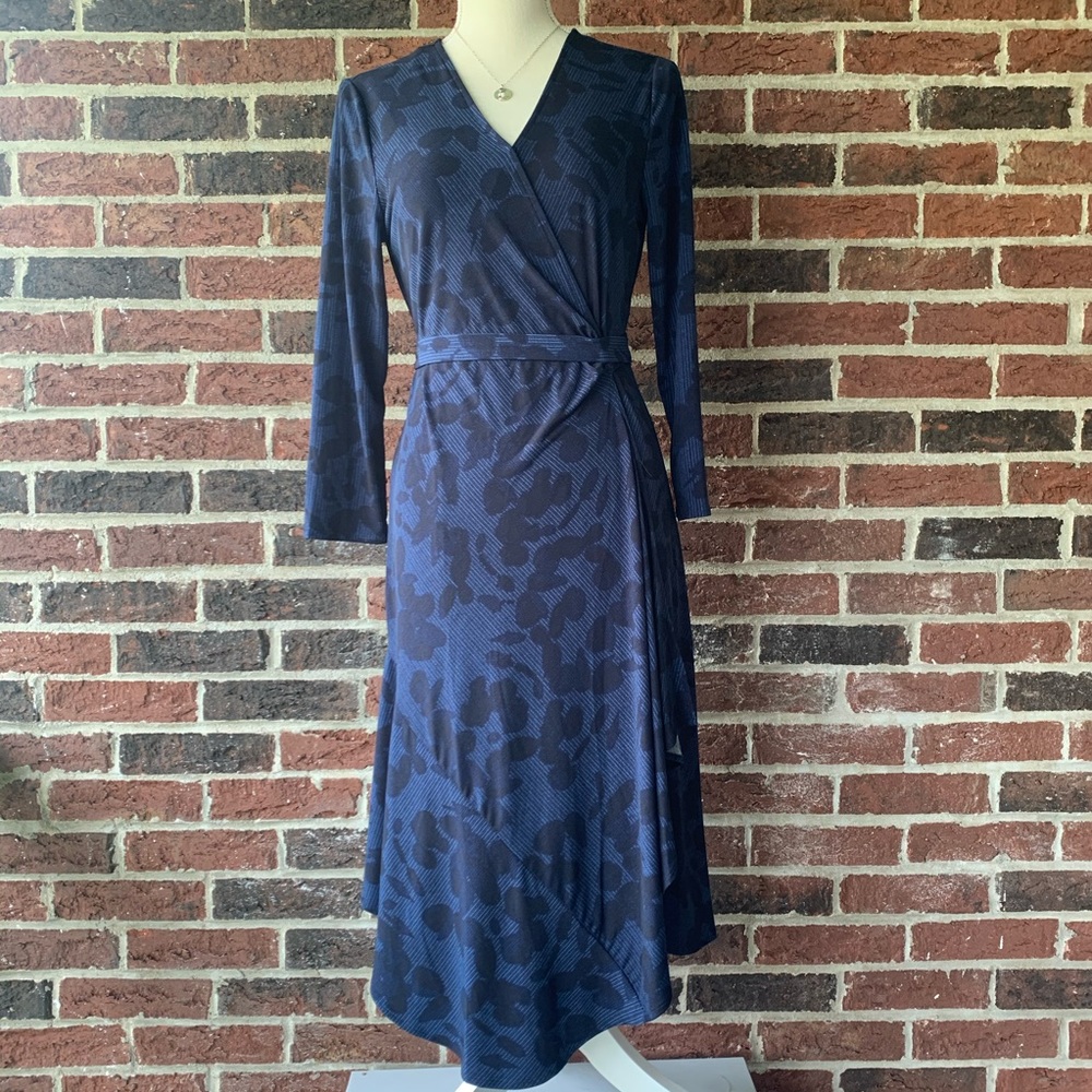 New Wrap Around Blue Midi Dress